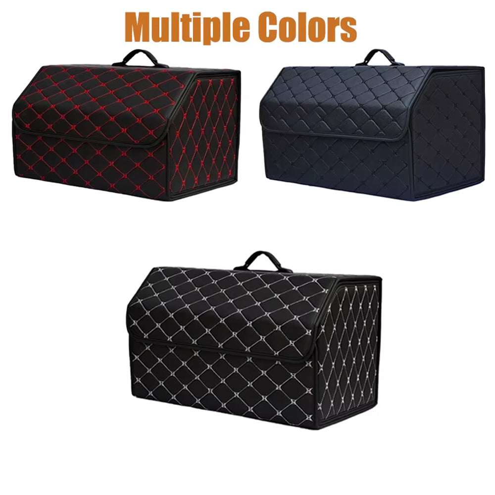 Red S PU Car Storage Box Trunk Organizer Collapsible Cargo Tool Storage Box