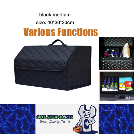 Black M PU Car Storage Box Trunk Organizer Collapsible Cargo Tool Storage Box