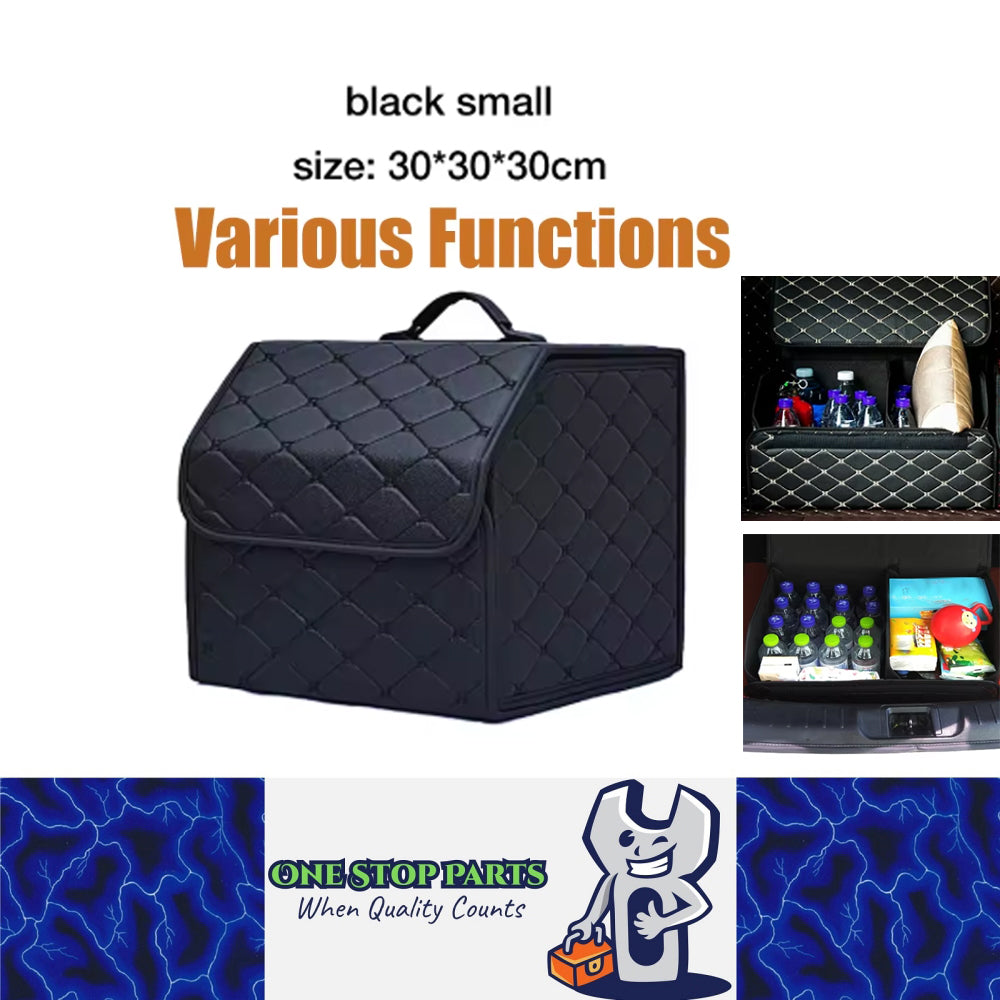 Black S PU Car Storage Box Trunk Organizer Collapsible Cargo Tool Storage Box