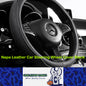 Napa Leather Car Steering Wheel Cover Universal 38cm Non-slip Breathable Black