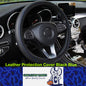 Car Steering Wheel Cover 37-39cm Microfiber Leather Protection Cover Black/Blue