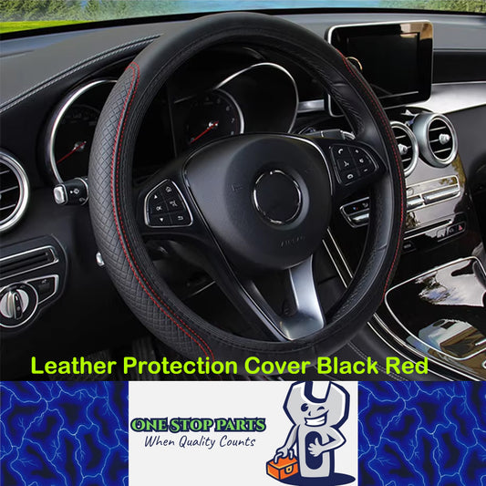 Car Steering Wheel Cover 37-39cm Microfiber Leather Protection Cover Black/Red