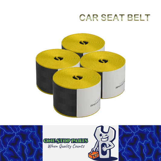 4x 3.6M Black/Yellow Strengthen Car Seat Belt Webbing Fabric Car Safety Seatbelt