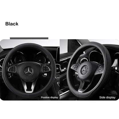 Napa Leather Car Steering Wheel Cover Universal 38cm Non-slip Breathable Black