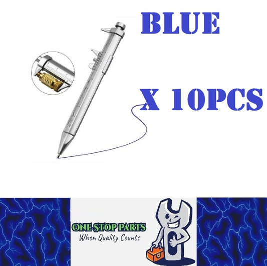 10 x Multifunction Gel Ink Pen Vernier Caliper Ball Pen Stationery (10pcs Blue)