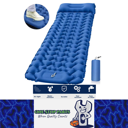 Blue 180x58cm Outdoor Sleeping Pad Inflatable Mattress with Pillow Camping Mat