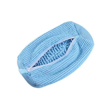 Shoe Washing Bag Fluffy Fiber 360° Clean Reusable Zipper Laundry Net for Sneaker