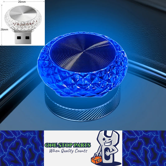 Blue USB Mini LED Decorative Atmosphere Lamp For Car Interior Plug Play