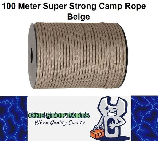 100m Beige 550lb Military 9 core Paracord Rope 4mm Outdoor Camping Rope