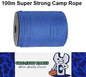 100m Blue 550lb Military 9 core Paracord Rope 4mm Outdoor Camping Rope