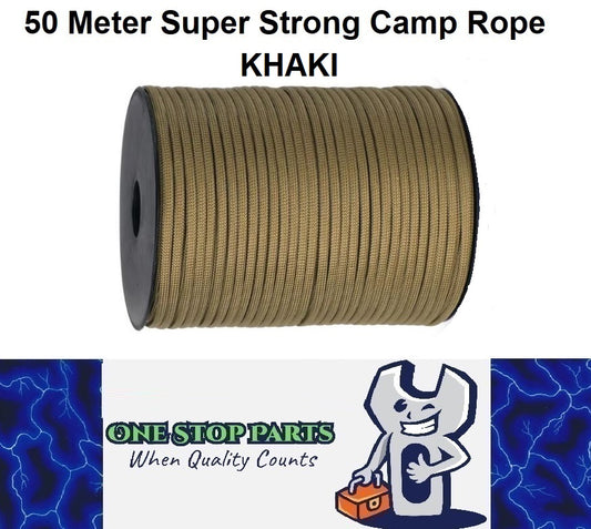 50m Khaki 550lb Military 9 core Paracord Rope 4mm Outdoor Camping Rope 50 Meters