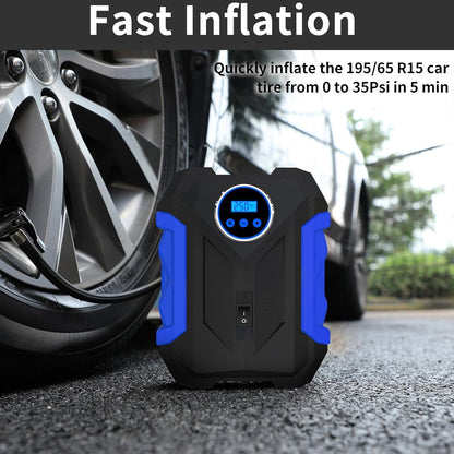 Blue Car Air Compressor Pump Tire Inflator 12V 3M Cigarette Lighter Plug Cable