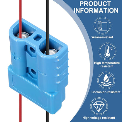 2 x 50A Blue Anderson Socket Plug 2 Pin 50Amp Connector RV Truck Winch Marine