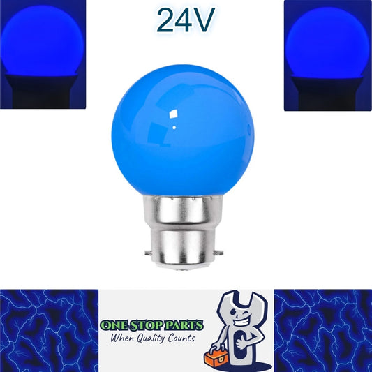 Blue 24V B22 1W LED Bubble Globe Frosted Lens LED Bulb ideal for sign