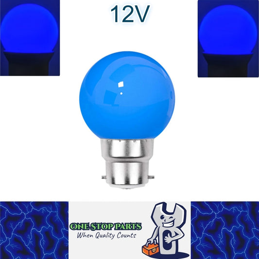 Blue 12V B22 1W LED Bubble Globe Frosted Lens LED Bulb ideal for sign
