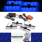 4 x Car Front LED Grille Lights Blue LED Strobe Lights Remote Grill Warning Lamp