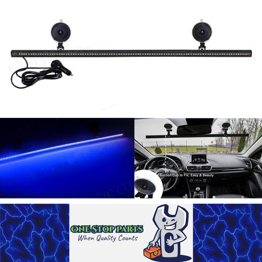 Blue Flexible Car Strobe Light Windshield Suction Mount 83CM Flash Warning Light