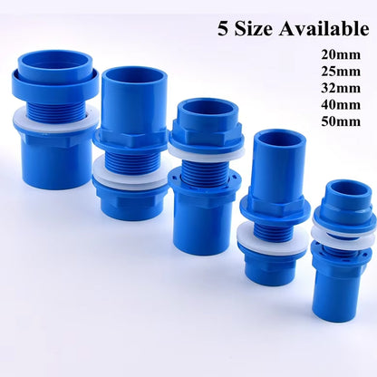 ID50mm Blue PVC Aquarium Connector Fish Tank Drainage Straight Joint Pipe
