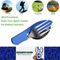 Blue Foldable Multi-Functional Knife Fork Spoon Combo for Camping and Travel