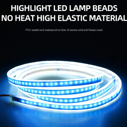 1.5m Blue LED Hood Strip Light Start Scan Dynamic DRL & Yellow Turn Signal Lamp