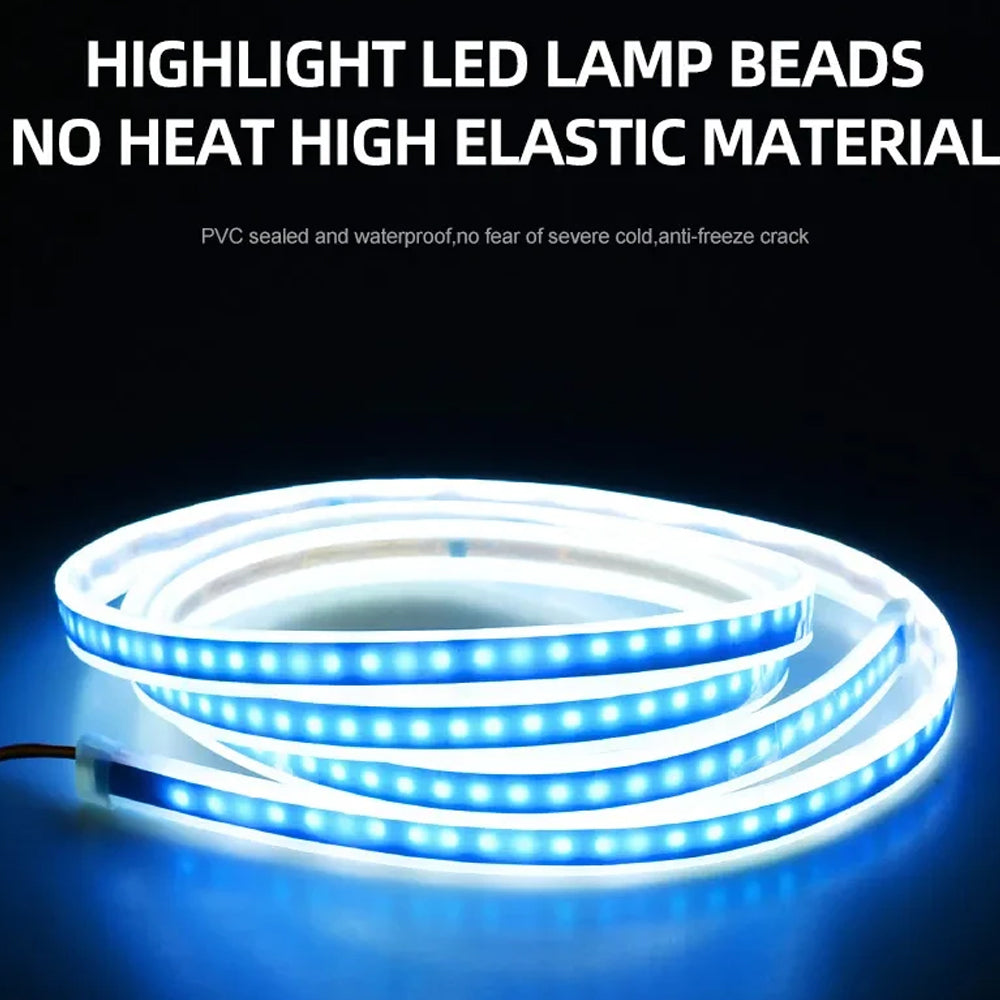 1.8m Blue LED Hood Strip Light Start Scan Dynamic DRL & Yellow Turn Signal Lamp