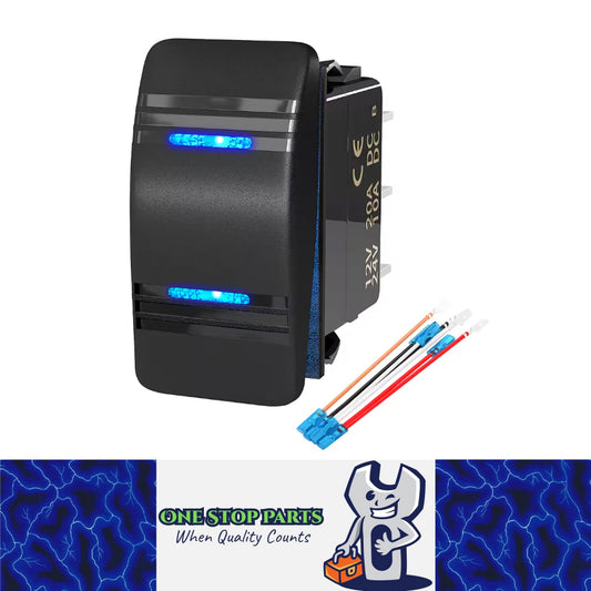 Blue LED Rocker Switch ON/Off/ON Latching DPDT 7 Pin 12-24V Switch Car Marine
