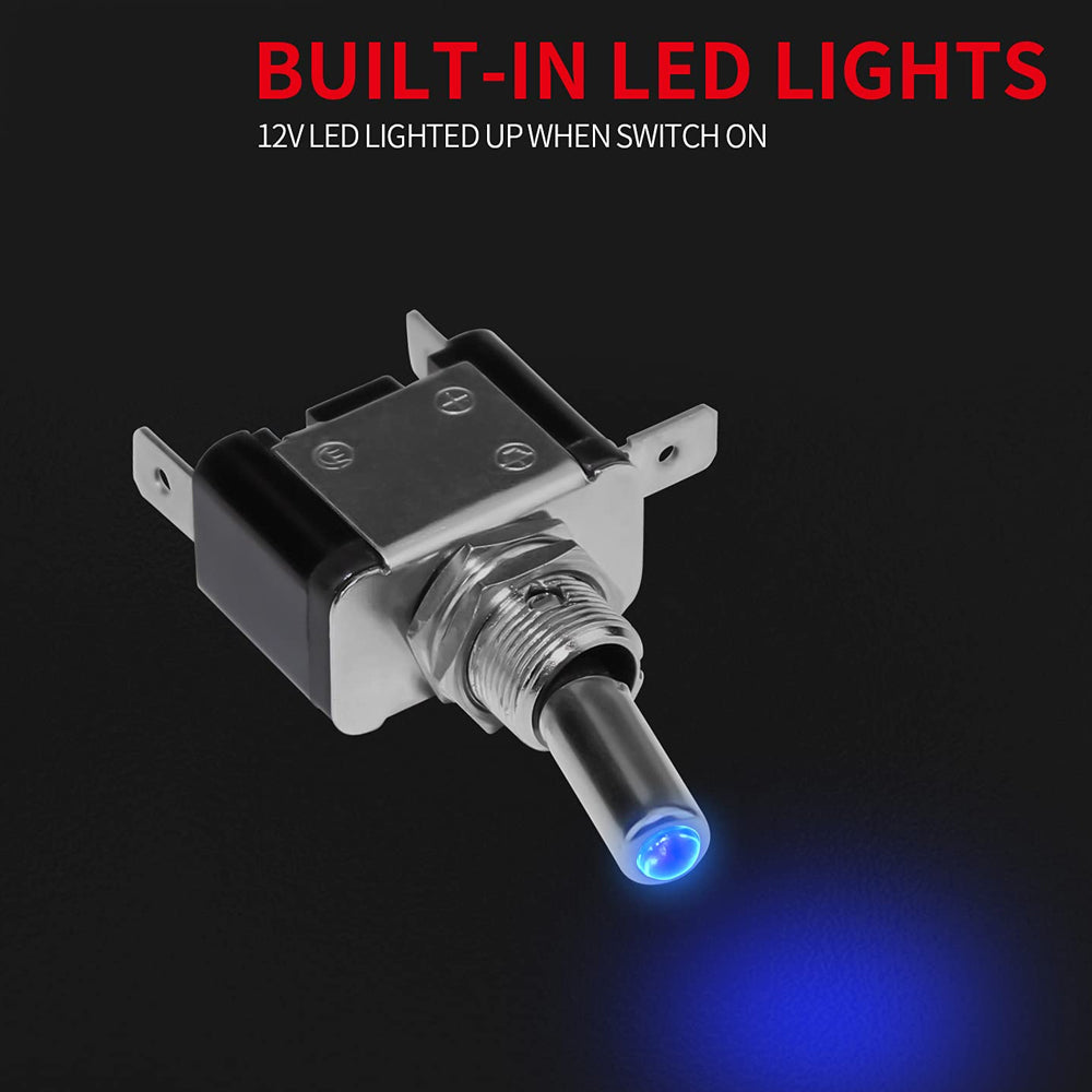 2pcs Blue LED Toggle Switch 12V 20A with Safety Cover ON/Off Switch for Car Boat