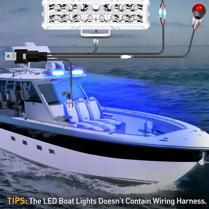 2 x Blue LED Work Lights 50W 155x43mm 12-24V Spot Flood Beam LED Car Boat Light