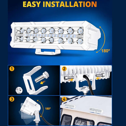 2 x Blue LED Work Lights 50W 155x43mm 12-24V Spot Flood Beam LED Car Boat Light