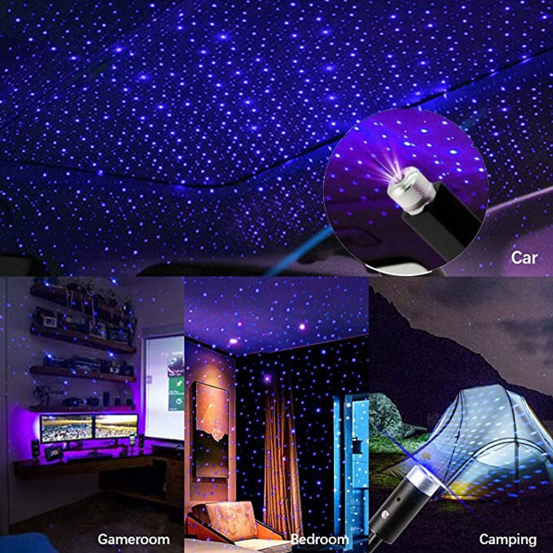 Blue USB Mini Roof Star Night Light Projector Atmosphere Galaxy Lamp (1pc)