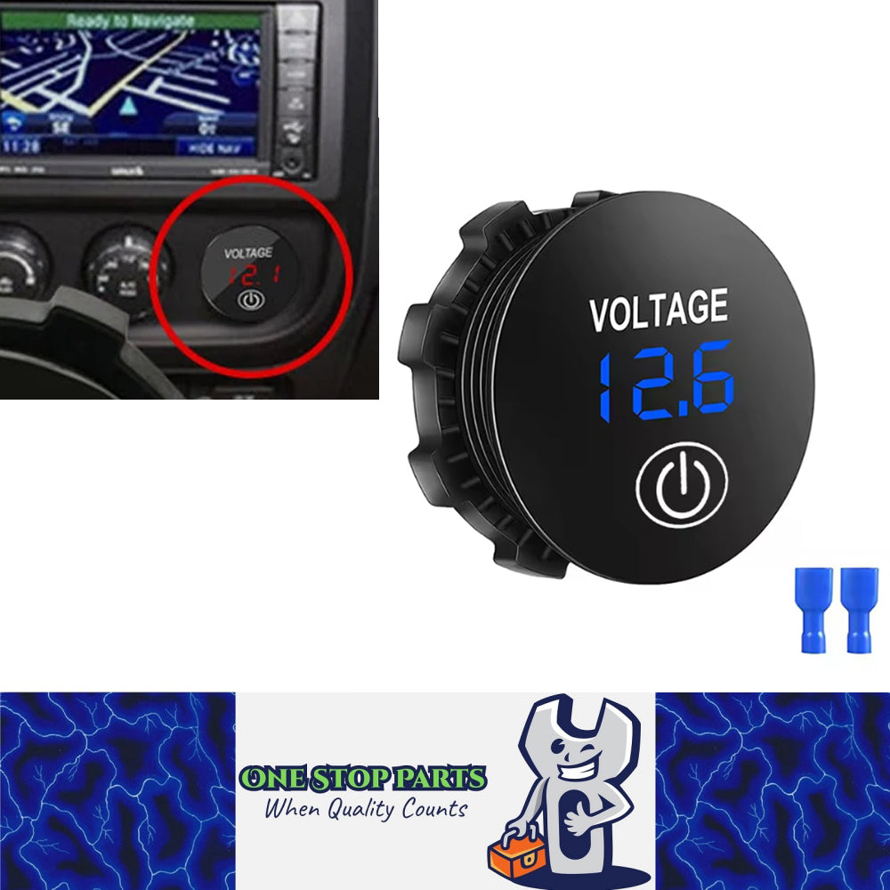 1 x Blue LED Digital Voltmeter Touch Switch Voltage Gauge Meter Car Boat Marine