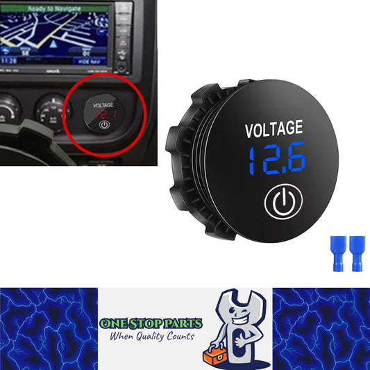 1 x Blue LED Digital Voltmeter Touch Switch Voltage Gauge Meter Car Boat Marine