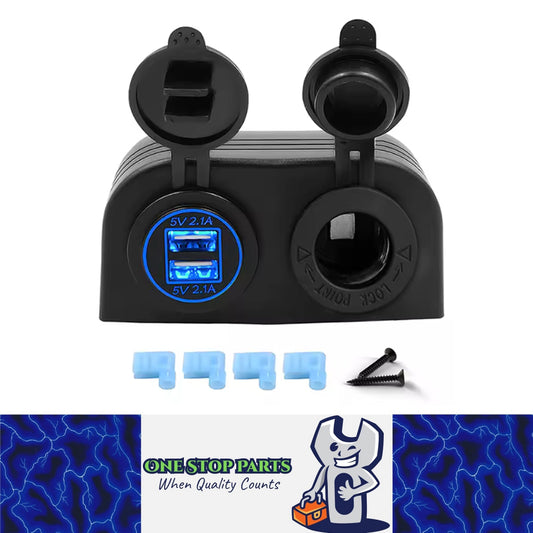 Tent Type Panel Dual USB Port 5V 4.2A Charger + 12-24V Cigarette Lighter Socket