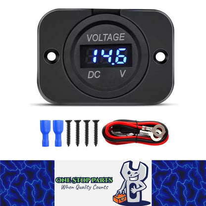 1 x Blue LED Digital Voltmeter 12-24V Voltage Gauge Meter Panel with Cable