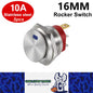 5 x Blue LED 16mm Metal Rocker Switch 12-24V 10A 3Pin ON/OFF Self-Locking Switch