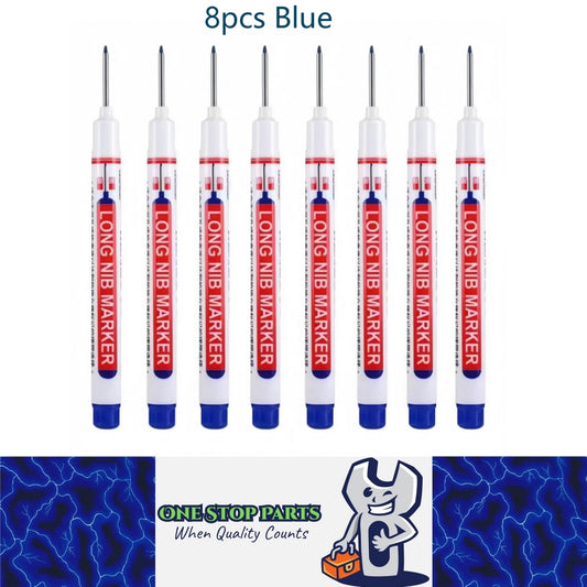 8 x 20mm Blue Deep Hole Marker Pens 8pcs Blue Long Tip Nib Markers (8pcs)