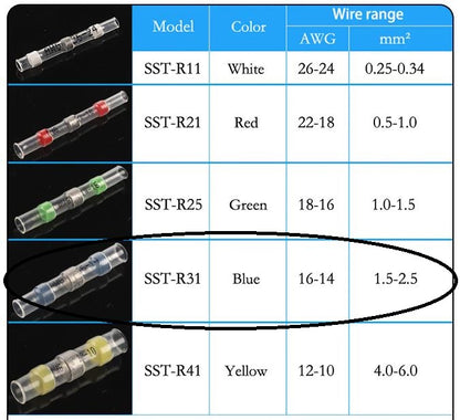 100pcs Waterproof Heat shrink Wire Connector Solder Insulated Join (suit 2.5mm)