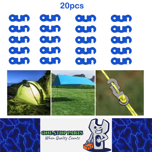 20 x Blue Camping Tent Guyline Tensioners Rope Buckle S Type Cord Adjusters