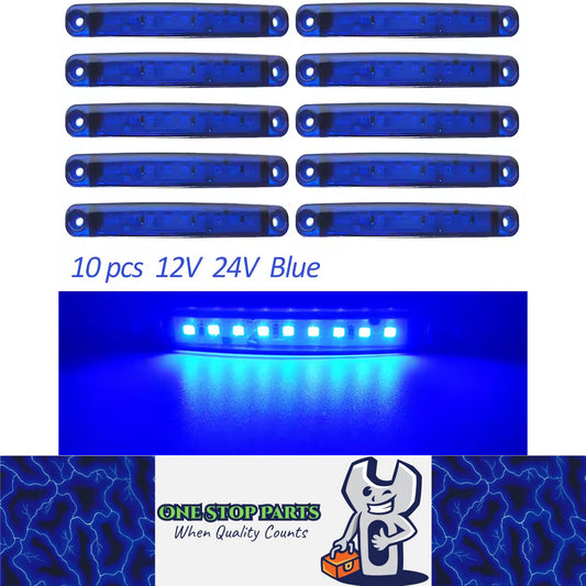 10 x Blue LED Side Marker Lamps 9SMD 12V/24V LED Side Marker Lights (10pcs)