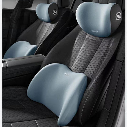 1 Set Blue Car Neck Pillow and Lumbar Support Memory Foam Cushion Soft & Durable