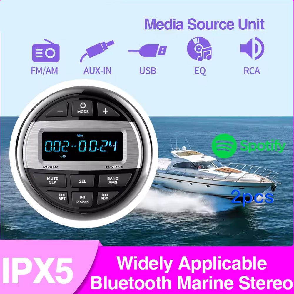Boat Radio Media Player Marine Stereo MP3 Waterproof Bluetooth Audio Radio FM AM
