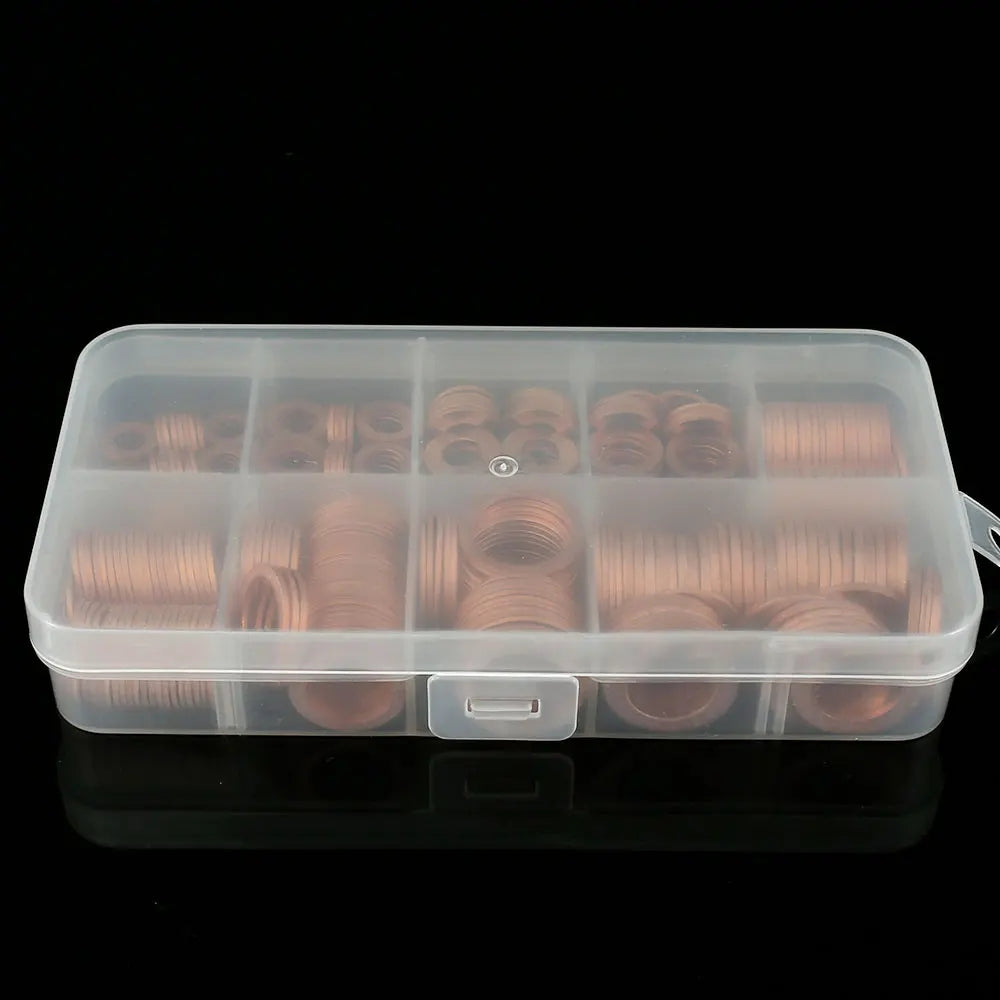 400 x Assorted Copper Sump Plug Washers M5 M6 M8 M10 M12 M14 Suits Most Vehicles