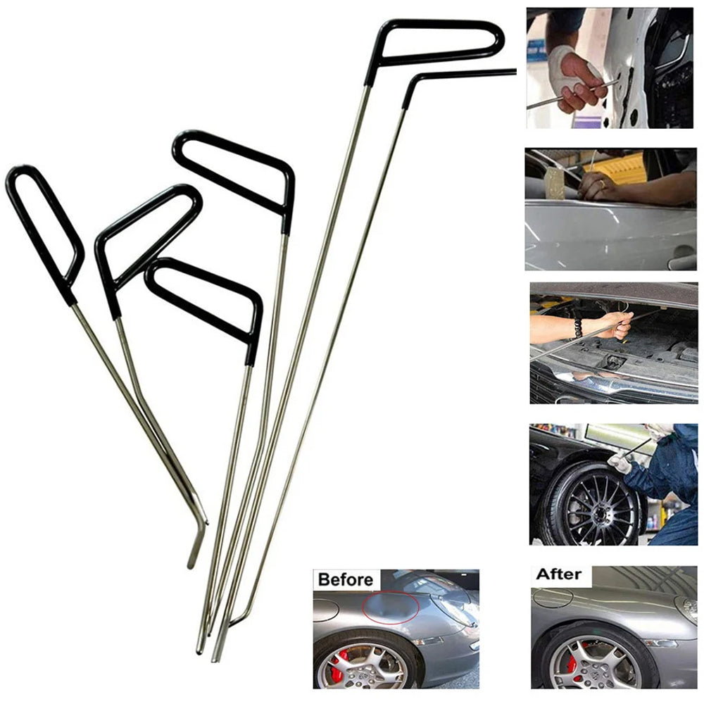 Car Body Dent Repair Rods 6pcs Hail Damage Removal Tools with Knock Down Pen Set