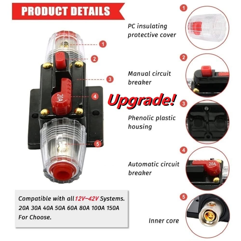 12v  Inline Circuit Breaker Manual Reset Ideal for 4wd Caravan Boat  Connector