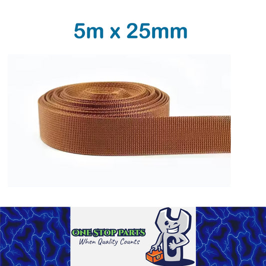 5m x 25mm Brown Nylon Webbing Strap Safety Belt Knapsack Bag Leash DIY Crafting
