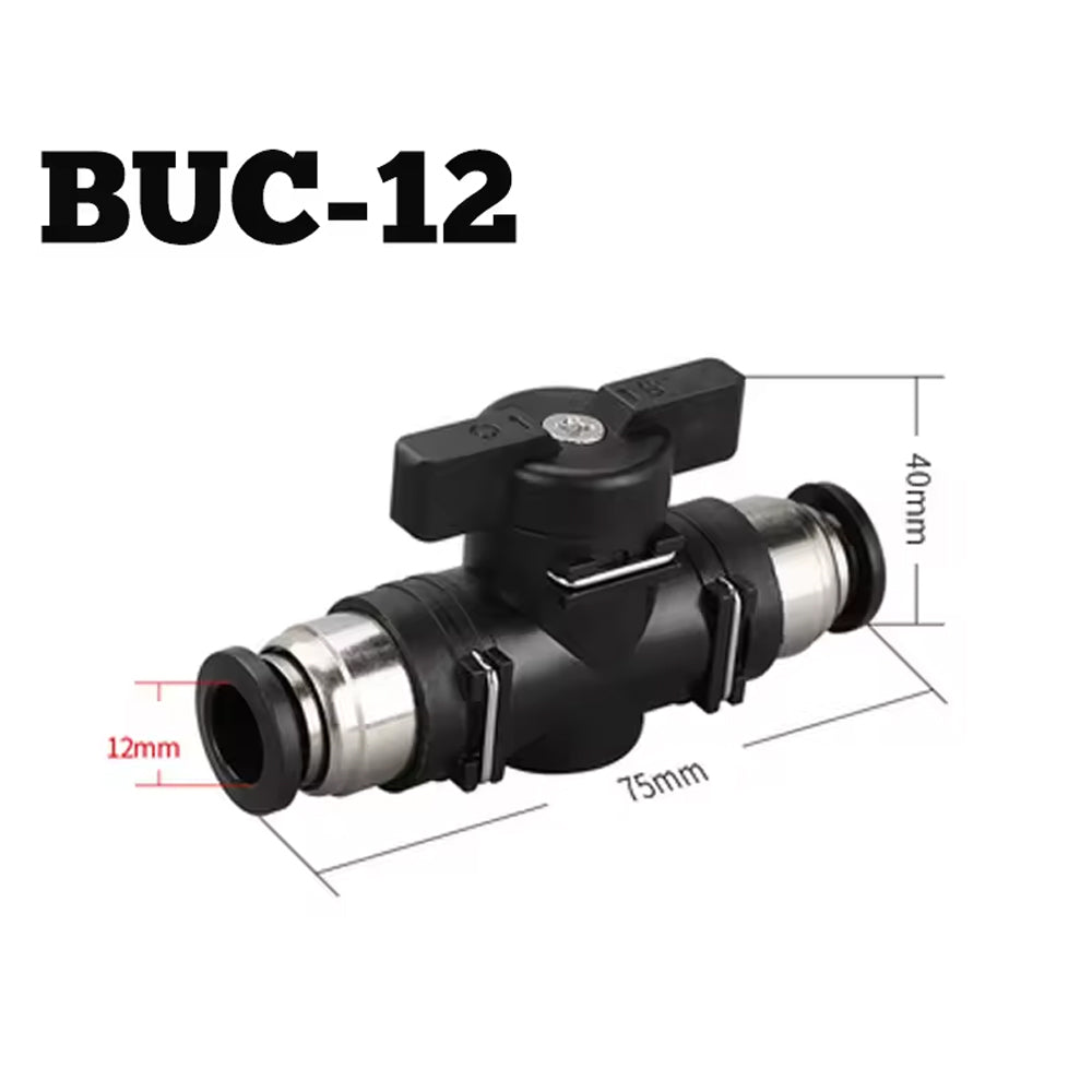 12mm BUC Push Joint Valve Pneumatic Ball Air Flow Control Valve Tube Connector