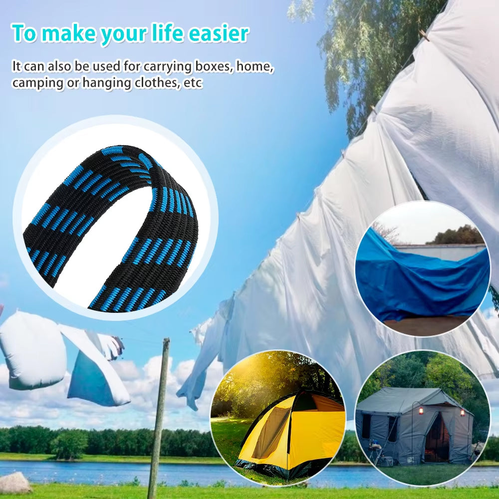 15 x 2M Bungee Cords Heavy Duty Luggage Bungee Straps with Hooks Elasticity Rope