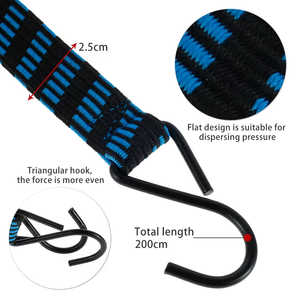 15 x 2M Bungee Cords Heavy Duty Luggage Bungee Straps with Hooks Elasticity Rope
