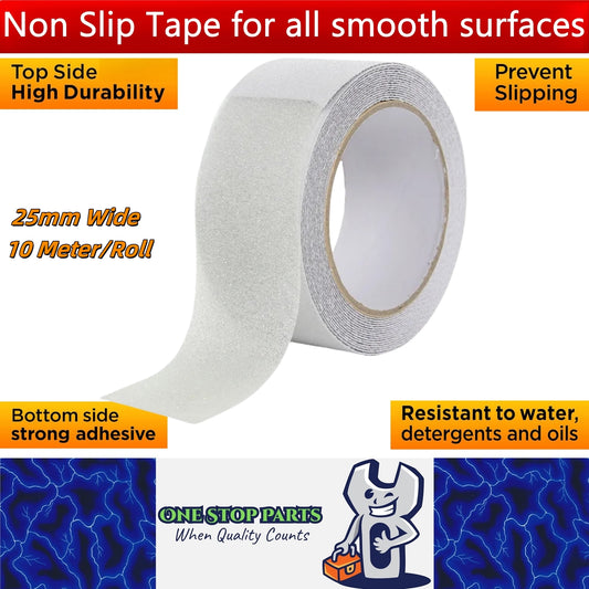 Non Slip Tape 25mm Wide x 10 Meter Roll Transparent Safety Anti Slip Tape 10M