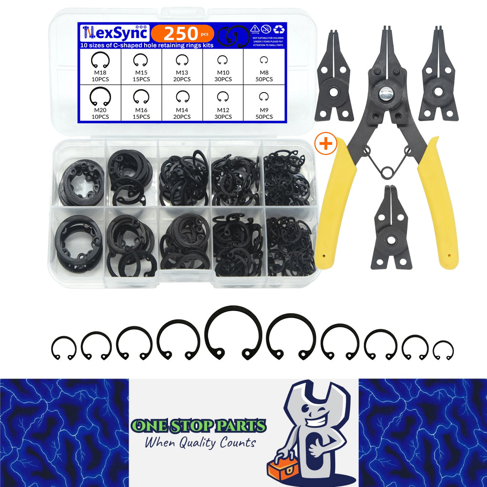 250pcs C Clips Internal Circlip Snap Ring Steel Shaft Retainig for Axles Shafts